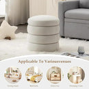 Furniliving Modern Round Ottoman, Soft Bedroom Ottoman Footstool Round Ottomans Stool for Living Room, Bedroom, Makeup Room, White, Velvet by CozyNest Decor