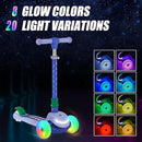 3-Wheel Light-Up Kids Scooter, 20 Different Light Patterns,Three Adjustable Heights,Lean to Steer, Balance Scooter for Ages 3-8 by TinyTreasures Baby Boutique