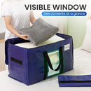 TAILI 2 Pack Dark Blue Extra Large Moving Bags, Heavy Duty Totes with Visible Window, Wrap Around Handles, Great for Storage by TinyTreasures Baby Boutique