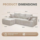 Hobestluk 96“ Modular Sectional Sofa Couches L-Shape Couch 3 Seat Modular Sofa Sectional Couches for Living Room, Cloud Couch with Oversized Chaise (Greygreen, Checked (Left Facing Chaise)) by CozyNest Decor