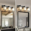 Modern Bathroom Vanity Light 3-Lights Modern Black Crystal Wall Light Bathroom Vanity Light Fixtures by CozyNest Decor
