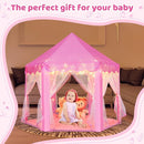 Monobeach Princess Tent Girls Large Playhouse Kids Castle Play Tent with Star Lights Toy for Children Indoor and Outdoor Games, 55'' x 53'' (DxH) (Pink Princess Tent with Play Mat) by TinyTreasures Baby Boutique