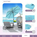 Midtown Umbrellas The Lean 8 Feet Outdoor Umbrella With Terylast Cobalt Stripes (Blue/White Stripes) Polyester Fabric - Auto-Tilt Aluminum Frame Patio Umbrella For Deck, Garden, Pool - Black Pole by GreenHaven Gardens
