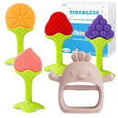 Teething Toys (5 Pack) - Tinabless Infant Teething Relief Toys&Teething Mitten Set, Food Grade Silicone Anti Dropping Wrist Hand Teethers Baby Chew Toys for Sucking Needs, Silicone Baby Teethers(Pink) by TinyTreasures Baby Boutique