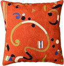 Kandinsky Modern Pillow Cover - Orange Ribbon | Mid Century Chair Cushions | Orange Abstract Pillows | Contemporary Pillowcase | Modern Couch Pillows | Hand Embroidered Cushion | Wool Size 18x18 by CozyNest Decor
