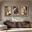 Framed Textured Wood 3D Wall Art for Living Room, Large Boho Tropical Brown Artwork for Walls, 3 Piece Farmhouse Botanical Leaf Wood 3D Textured Wall Art Decor for Office Bedroom Hallway, 24x36 Inch by CozyNest Decor