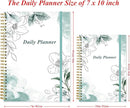 Daily Planner Undated - B5 To Do List Notebook Hourly Schedules, Spiral Appointment Planner for Women and Men, PVC Hardcover, Inner Pocket, Elastic Closure, 7" x 10", Teal Flowers by TinyTreasures Baby Boutique