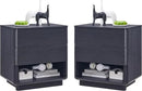 Nightstand Set of 2 with Charging Station, 22" Large Modern Bedside Table with 2 Drawers Storage,Push-to-Open End Table for Bedroom,Living Room,Black by CozyNest Decor