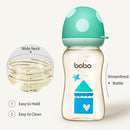 YOHKOH PPSU Baby Bottle Wide Neck, Newborn Anti-Colic Baby Bottle with Natural Response Nipple, Streamlined Body, Easy to Clean (8.8oz (Pack of 2), Blue) by TinyTreasures Baby Boutique
