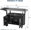 JY QAQA Outdoor Grill Cart with Storage,Patio Kitchen Island Outdoor Grill Table with Wheels,BBQ Cart Movable Pizza Oven Table Stand, Storage Cabinet, Foldable Tabletop, Black by CozyNest Decor
