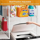 U14 Over Washer and Dryer Storage Shelves, 4 Tiers Laundry Room Storage and Organizer System, Space Saving Clothes Drying Rack with 2 Clothes Hanger Rods, 66.5" W x 20.5" D x 77.4" H, White