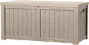 120 Outdoor Storage Box, Waterproof Resin Deck Box for Indoor & Outdoor Use, Lockable Storage Bench with Piston Hinge, Storage Bin for Patio Cushions, Garden Tools, Package Delivery, Grey by CozyNest Decor