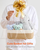 KALLAX Small Woven Basket, 12 x 8 x 4.5 Inches, Storage Basket for Organizing, Cute Small Rope Shelf Closet Cube Storage Bins Baskets for Shelves, Dog Toy Gift Baskets Empty, 3 Pack White & Brown by TinyTreasures Baby Boutique