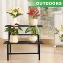 Metal Plant Stand Outdoor Plant Shelf Indoor,2 Tier Heavy Duty Ladder Plant Stands for Multiple Plants,26" L x 20.25" H x 17.75" W,Black by GreenHaven Gardens