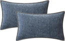 MIULEE Pack of 2 Couch Throw Pillow Covers 12x20 Inch Dark Grey Blue Farmhouse Decorative Pillow Covers with Stitched Edge Soft Chenille Solid Dyed Spring Pillow Covers for Sofa Bed Living Room by CozyNest Decor