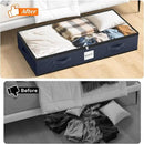 SpaceWhisper 90L Under Bed Storage Containers, 4-Pack Storage Bins with Clear Top, Foldable Closet Organizers and Storage with Label Holder for Clothing, Blankets, Comforter & Pillows(Blue) by CozyNest Decor