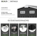 Aoxun 9.4x7.3x6.5 FT Outdoor Storage Shed with Base Outdoor Metal Shed for Tool, Garden, Bike, Placed in Patio, Garden Base Included (Black) by GreenHaven Gardens