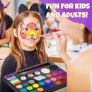 Face Painting Kit for Kids - 24 Colors Water Based Non Toxic Face Paint Kit, Professional Face Paint for Kids with Stencils & Brushes - Parties, Birthdays, Halloween Face Body Makeup Kit by TinyTreasures Baby Boutique