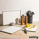 SMIRLY Plastic Cutting Board Set with Holder 3 Pieces, Non-Slip Dishwasher Safe Chopping Boards for Kitchen, Grey & White by CozyNest Decor