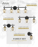 Bathroom Light Fixtures, 4-Light Black and Gold Vanity Lights Over Mirror, 30inch Farmhouse Wall Sconce Lighting with Clear Glass and Honeycomb Metal Shade, AD-22001-4W-BK by CozyNest Decor