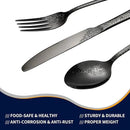 Floral 40 Pcs Black Silverware Set for 8, Food Grade Stainless Steel Flatware Set with Rose Flower Embossed Design, Eating Utensils Sets Include Fork/Knife/Spoon, Reusable Cutlery Set, Dishwasher Safe by CozyNest Decor