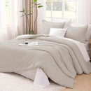 Litanika Comforters Super King Size Linen, 3 Pieces Lightweight Solid Bedding Set & Collections, All Season Fluffy Bed Set (120x120In Comforter & 2 Pillowcases) by CozyNest Decor
