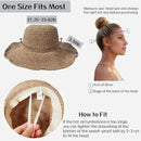Womens Straw Beach Sun Hats, Foldable Packable Floppy Handmade Crochet Hats for Women,Large Summer Vacation Wide Brim Hat by GreenHaven Gardens
