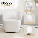 360° Swivel Leather Accent Chair, Modern Barrel Club Chair with Leather Upholstery and Sturdy Base, Comfortable Armchair for Living Room, Bedroom, Reading Nook, White by CozyNest Decor