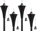 Set of 4, Oahu Premium Metal Patio Torches, 53" Tall- Tiki Style/w Snuffer, Fiberglass Wick & Large 16oz Oil Lamp for Deck, Patio, Lawn, Garden, Luau (Smooth Black) by GreenHaven Gardens