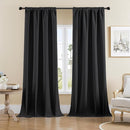 Joydeco Faux Linen Blackout Curtains for Bedroom,Black Blackout Curtains 108 inches Long,100% Blackout Solid Thermal Insulated Window Drapes Luxury Decor for Living Room（W52xL108 Inch,Black） by TinyTreasures Baby Boutique