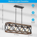 XINGQI Rectangular Linear Kitchen Island Chandeliers Over Table 32.7" Black Pendant Lighting Fixtures Farmhouse 4-Light for Dining Room Bar Office Coffee Shop, Black Wood Grain by CozyNest Decor
