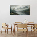 SIGNINART Large Misty Mountain Framed Canvas Wall Art, Green Forest River Scenery Wall Decor, Modern Foggy Wooden Landscape Artwork, Oil Style Nature Art Print for Living Room Bedroom Office 20"x40" by CozyNest Decor