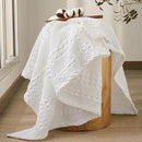PHF 100% Cotton Waffle Weave Throw Blanket, Soft Lightweight Breathable Cozy Summer Throws for Couch Bed Sofa, Luxury Aesthetic Woven Blanket for Home Decor & Office, 50"x60", White by CozyNest Decor