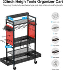 CCCEI Garage Power Tools Organizer Cart with Charging Station, Red Floor Standing Rolling Drill and Tools Battery Storage Cart on Wheels. Utility Rack Gift for Men, Husband, Father. by GreenHaven Gardens