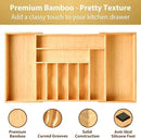Umilife Extra Large Expandable Kitchen Siverware Utensils Drawer Organizer, 19" Deep for Big Drawer, Adjustable Bamboo Wood Drawer Divider with Curved Grooves, Cutlery Tray Flatware Holder by CozyNest Decor