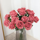 Pink Fake Roses Artificial Flowers - 16 Pcs Fake Artificial Roses Silk Flowers with Stems for Home Wedding Hotel Office Centerpiece Decor（Coral Pink） by CozyNest Decor
