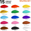 Shuttle Art Acrylic Paint, 15 Colors Acrylic Paint Large Bottle Set, 473ml/16oz Each, Rich Pigments, High Viscosity, Bulk for Artists, Beginners and Kids on Rocks Crafts Canvas Wood by TinyTreasures Baby Boutique
