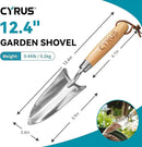 CYRUS 12.4”Garden Shovel,Heavy Duty Small Stainless Steel Garden Trowel with Ash Wood Handle,Suitable for Planting,Measuring,Weeding Multi-Purpose Garden Spade by GreenHaven Gardens