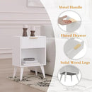 Fluted Night Stand with Opening Storage,Mid Century Bedside Table with Drawer,Modern Nightstand with Solid Wood Legs,End Table Side Table for Living Room,Bedroom,White CTG56W by CozyNest Decor