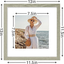 Vittanly 12x12 Picture Frames Set of 9, Shatter Resistant Plexiglass, Display 8x8 Pictures with Mat or 12x12 without Mat, Photo Frames for Wall Mount, Engineered Wood, Driftwood by CozyNest Decor