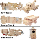 Kraftic Woodworking Building Kit for Kids and Adults, with 3 Educational DIY Carpentry Construction Wood Model Kit Toy Projects for Boys and Girls - Tow Truck, Birdhouse and Dump Truck by GreenHaven Gardens