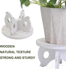 Small Plant Stand Kitchen Display Stand 10 inch Plant Holder Plant Stool Round Stand Risers Farmhouse Rustic Balcony Decor Pedestal Board Washed White by GreenHaven Gardens