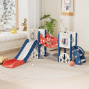 KORIMEFA 10 in 1 Toddler Slide Set, Kids Slide for Toddlers, Outdoor Indoor Playground for Toddlers 1-3, Toddler PlaySet with Basketball Hoop and Ball Golf Set, Climbing Arch(Red & Blue) by TinyTreasures Baby Boutique
