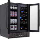 NewAir 24" Dual Zone Wine and Beverage Refrigerator, 18 Bottle & 58 Can, French Door Built-In Fridge with Lock, Black Stainless Steel Cooler, Digital Thermostat, Adjustable Shelves by CozyNest Decor