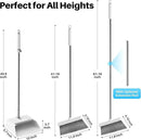 JOYMOOP 2 Pack Broom and Dustpan Set, Black and White Combo, Upright Angle with Built-in Comb Teeth for Pet Hair and Hard Floors by CozyNest Decor
