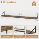 Heimlove 48 Inch Large Floating Bookshelves Set of 3,Rustic Brown Wood Wall Mounted Bookshelves,Heavy Duty Shelves for Living Room,Bedroom,Kitchen,Laundry Room Storage & Decor by CozyNest Decor