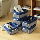 TcaFmac Small Storage Baskets [6 Pack] - Navy Blue Rectangular Storage Bins with Blue Stripes by TinyTreasures Baby Boutique