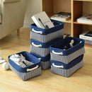 TcaFmac Small Storage Baskets [6 Pack] - Navy Blue Rectangular Storage Bins with Blue Stripes by CozyNest Decor