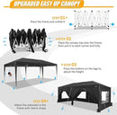HOTEEL 10x20 Pop up Canopy with 6 Sidewalls, One Push Instant Setup Outdoor Canopy Tent with Reinforce Rod, Weight Bag, for Parties, Events, Black by GreenHaven Gardens