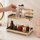 YUPER Bathroom Counter Organizer, 2-Tier Bathroom Organizer Countertop with Toothbrush Holder, Makeup Storage Shelf Vanity Tray Perfume Organizer, Bedroom Kicthen Counter Storage Sink Shelf Gold by CozyNest Decor